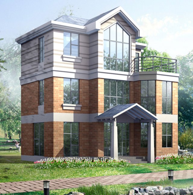 city - alone villa 1163 3D मॉडल .c4d .max .obj .3ds .fbx .stl .blend 