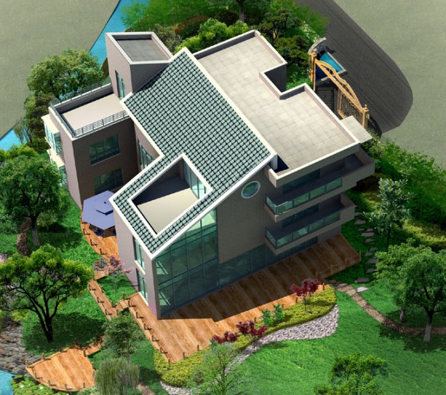 city - alone villa 1170 3D मॉडल .c4d .max .obj .3ds .fbx .stl .blend 
