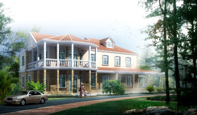 city - alone villa 1171 3D 模型 .c4d .max .obj .3ds .fbx .stl .blend 