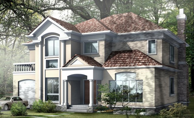 city - alone villa 1184 3D 모델 .c4d .max .obj .3ds .fbx .stl .blend 