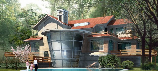 city - alone villa 1185 Modello 3D .c4d .max .obj .3ds .fbx .stl .blend 