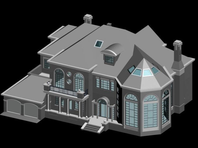 city - alone villa 1190 3D Model .c4d .max .obj .3ds .fbx .stl .blend 