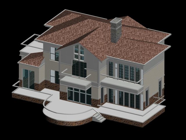 city - alone villa 1191 3D Модель .c4d .max .obj .3ds .fbx .stl .blend 