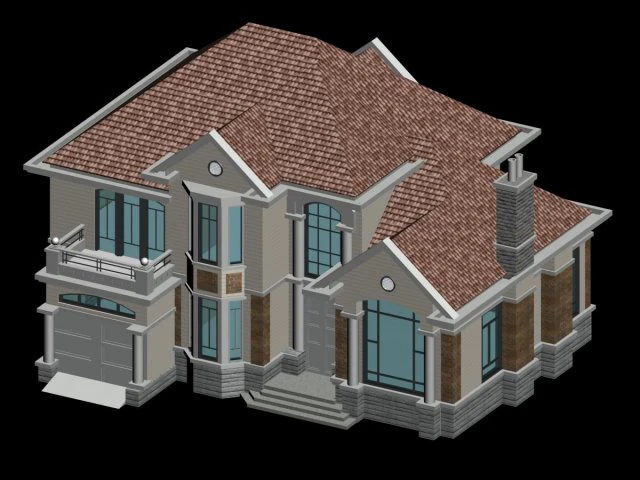 city - alone villa 1195 3D Model .c4d .max .obj .3ds .fbx .stl .blend
