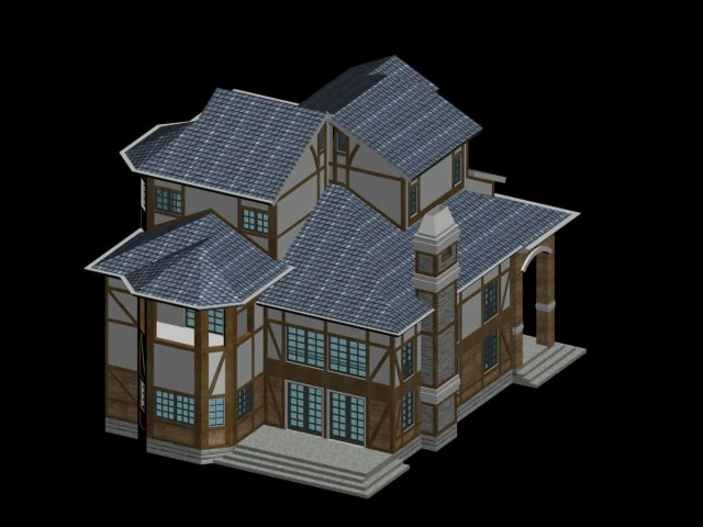 city - alone villa 1198 3D Model .c4d .max .obj .3ds .fbx .stl .blend