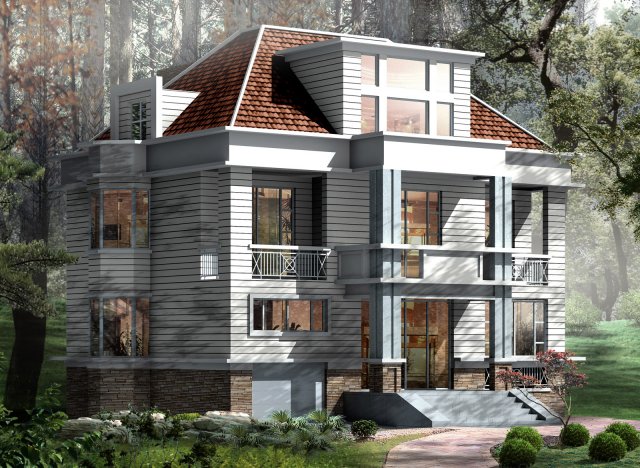 city - alone villa 11103 3D मॉडल .c4d .max .obj .3ds .fbx .stl .blend 