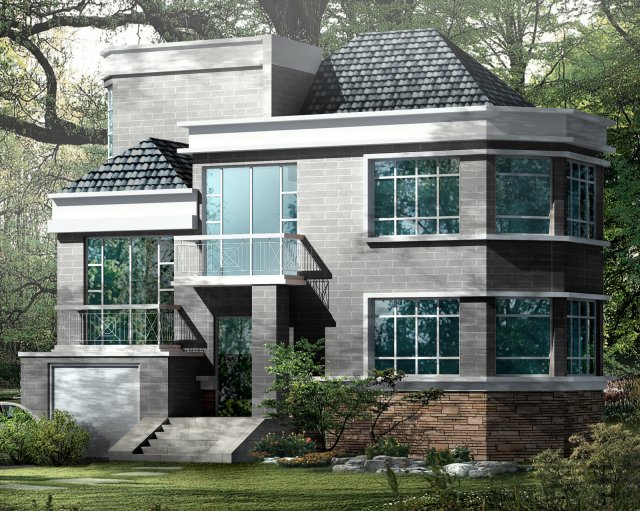 city - alone villa 11104 3D Model .c4d .max .obj .3ds .fbx .stl .blend 