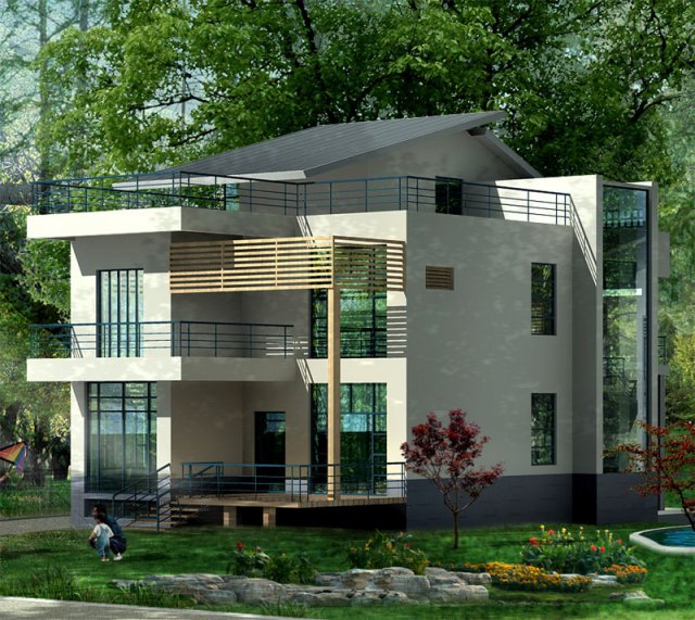 city - alone villa 11108 3D Model .c4d .max .obj .3ds .fbx .stl .blend 