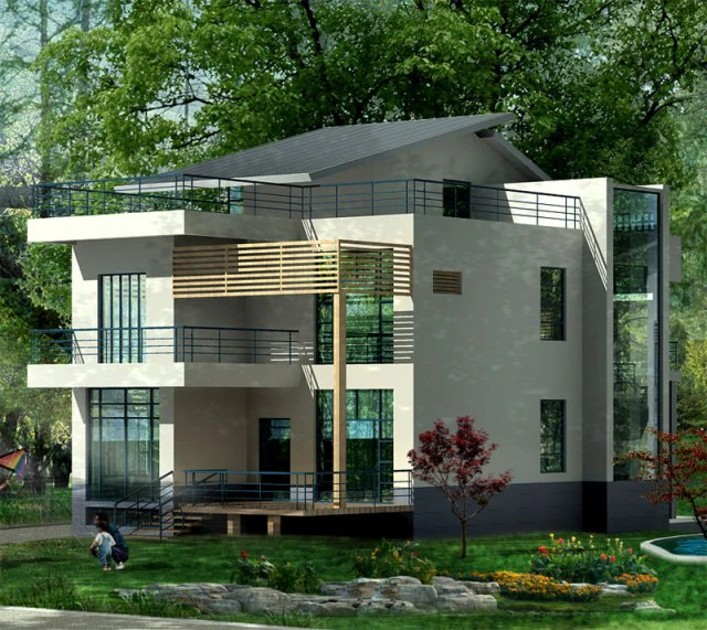 city - alone villa 11108 3D Model .c4d .max .obj .3ds .fbx .stl .blend