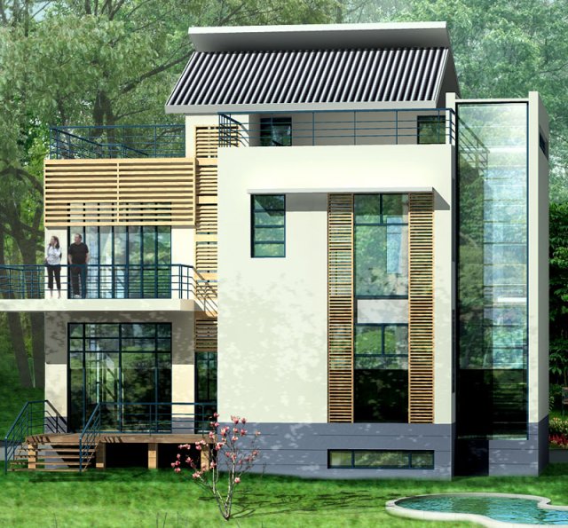 city - alone villa 11109 3D Model .c4d .max .obj .3ds .fbx .stl .blend 
