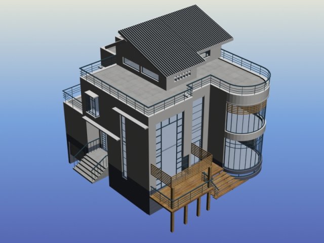 city - alone villa 11112 3D 모델 .c4d .max .obj .3ds .fbx .stl .blend