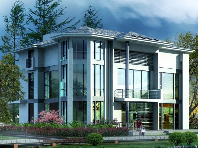 city - alone villa 11115 Modèle 3D .c4d .max .obj .3ds .fbx .stl .blend 