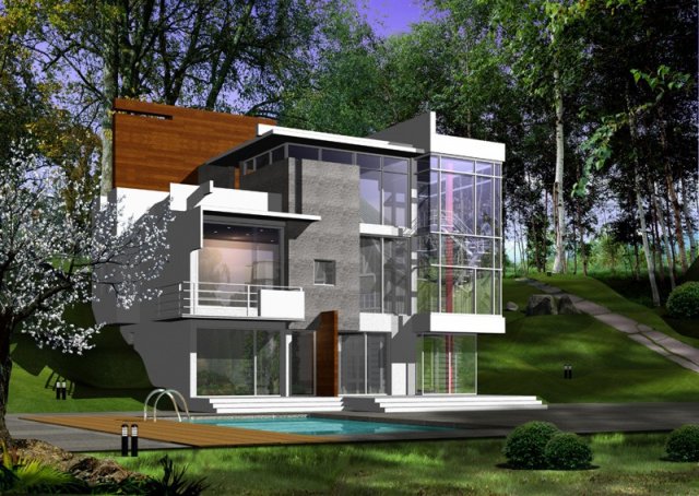 city - alone villa 11131 3D Model .c4d .max .obj .3ds .fbx .stl .blend 