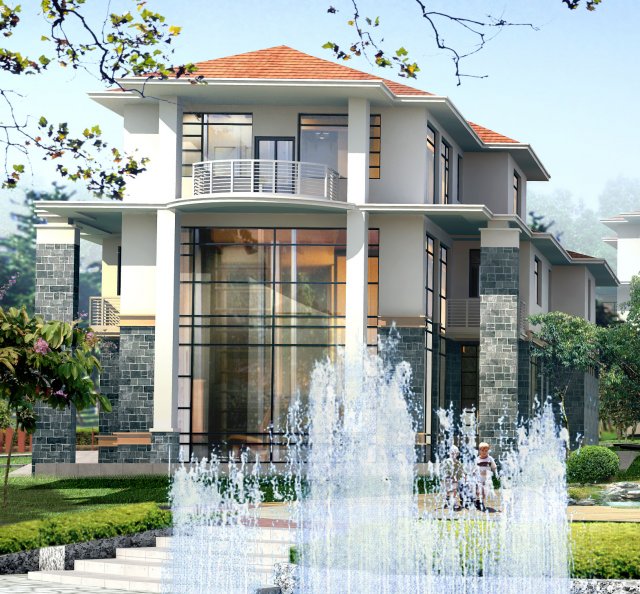 city - alone villa 11140 3D 模型 .c4d .max .obj .3ds .fbx .stl .blend 