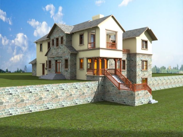 city - alone villa 11145 Model 3D .c4d .max .obj .3ds .fbx .stl .blend