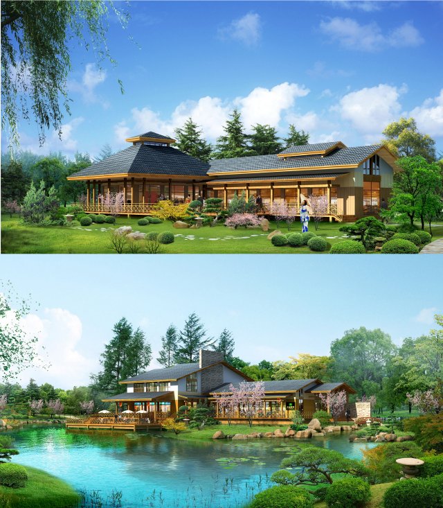 city - alone villa 11149 3D Модель .c4d .max .obj .3ds .fbx .stl .blend 