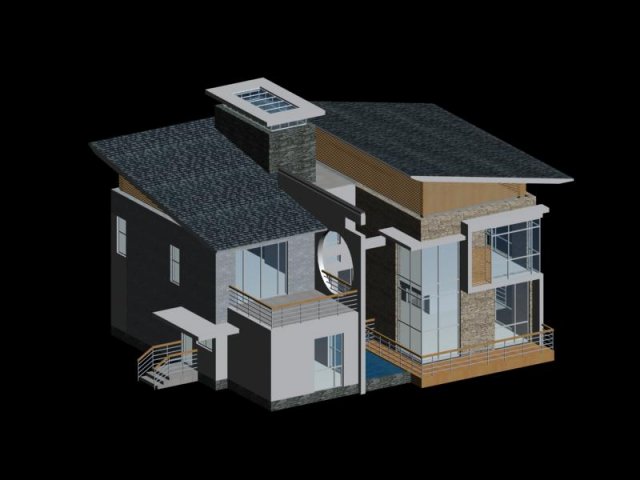 city - alone villa 11153 3D 模型 .c4d .max .obj .3ds .fbx .stl .blend 