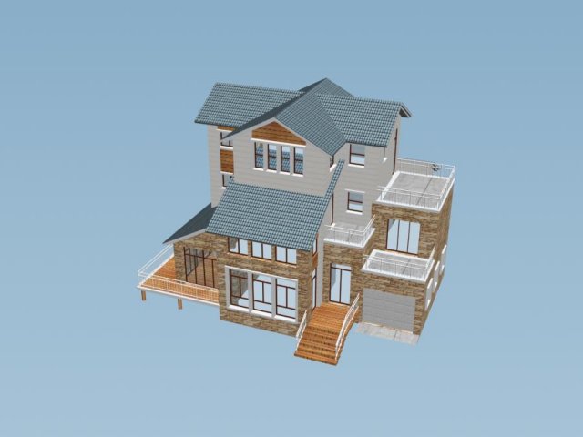 city - alone villa 11165 3D Модель .c4d .max .obj .3ds .fbx .stl .blend 