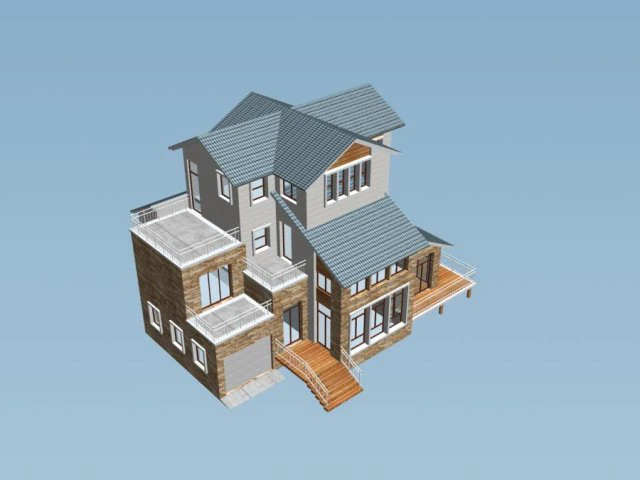 city - alone villa 11171 3D Model .c4d .max .obj .3ds .fbx .stl .blend