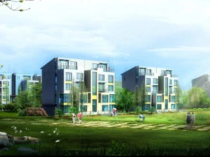 miasto - samotna willa 11173 Model 3D