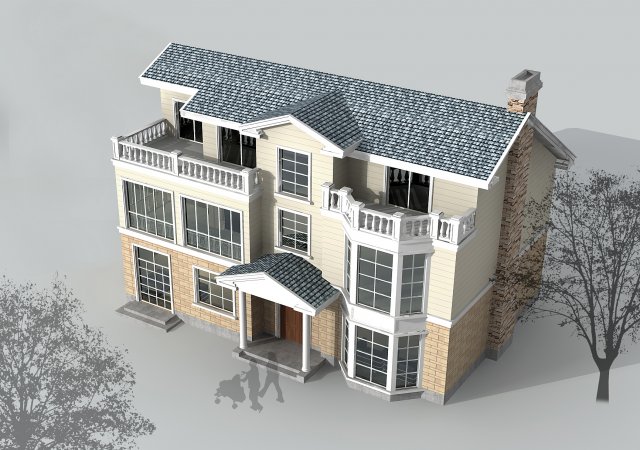 city - alone villa 11175 3D Model .c4d .max .obj .3ds .fbx .stl .blend 