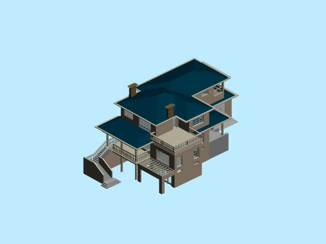 city - alone villa 11184 3D Model .c4d .max .obj .3ds .fbx .stl .blend