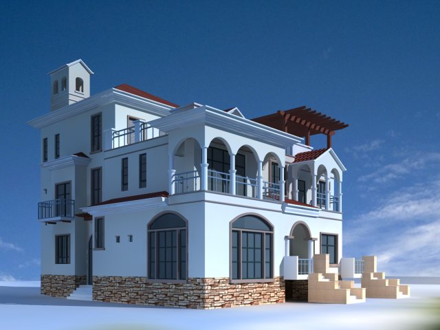 city - alone villa 11189 3D Model .c4d .max .obj .3ds .fbx .stl .blend 