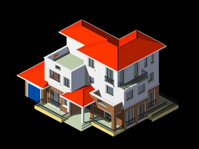 city - alone villa 11204 3D Model .c4d .max .obj .3ds .fbx .stl .blend
