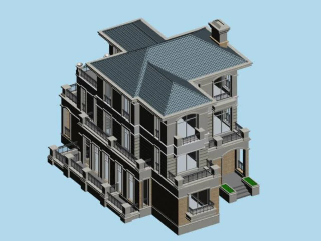 city - alone villa 11208 3D Model .c4d .max .obj .3ds .fbx .stl .blend 