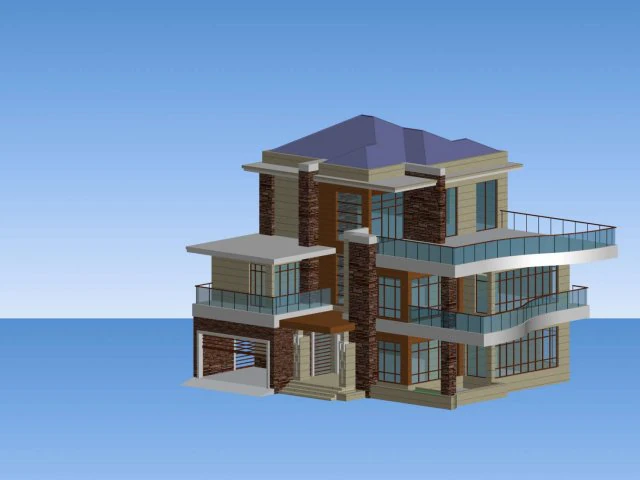 city - alone villa 11209 3D Model .c4d .max .obj .3ds .fbx .stl .blend