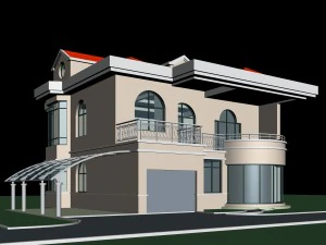 miasto - samotna willa 11215 Model 3D