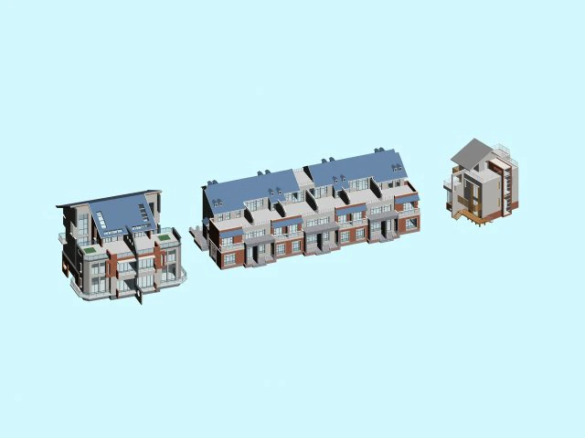 city - stylish townhouse 08 3D Model .c4d .max .obj .3ds .fbx .stl .blend 