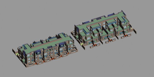 city - stylish townhouse 19 3Dモデル .c4d .max .obj .3ds .fbx .stl .blend 
