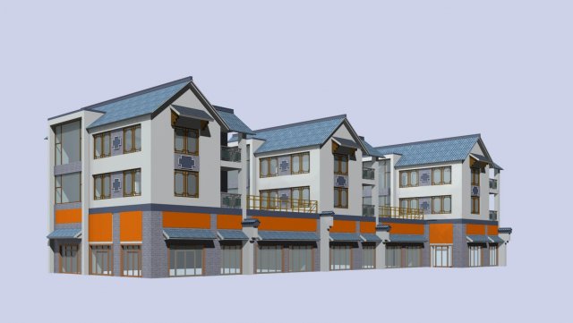 city - stylish townhouse 26 3D Model .c4d .max .obj .3ds .fbx .stl .blend