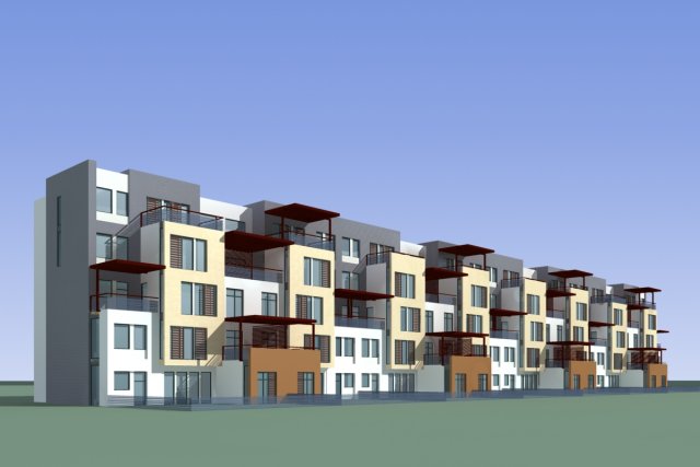 city - stylish townhouse 30 3D Modell .c4d .max .obj .3ds .fbx .stl .blend