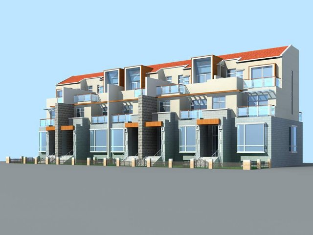 city - stylish townhouse 32 3D Модель .c4d .max .obj .3ds .fbx .stl .blend 