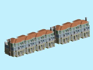 city - stylish townhouse 34 3D Model