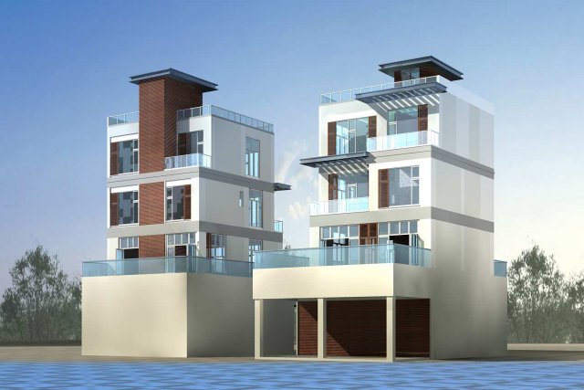 city - stylish townhouse 35 3D मॉडल .c4d .max .obj .3ds .fbx .stl .blend 