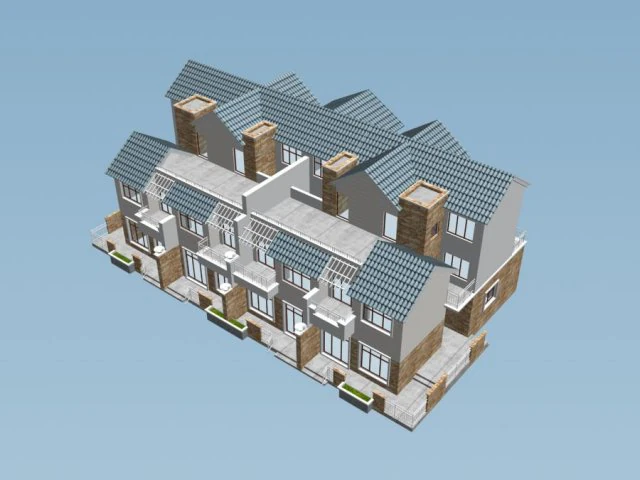 city - stylish townhouse 50 3D Model .c4d .max .obj .3ds .fbx .stl .blend 