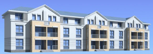 city - stylish townhouse 52 3D Model .c4d .max .obj .3ds .fbx .stl .blend