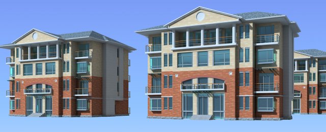 city - stylish townhouse 59 3D Модель .c4d .max .obj .3ds .fbx .stl .blend 