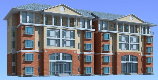 city - stylish townhouse 60 3D Модель .c4d .max .obj .3ds .fbx .stl .blend 