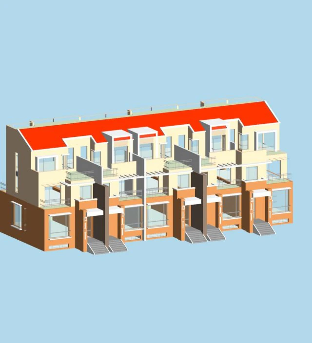 city - stylish townhouse 67 3D Model .c4d .max .obj .3ds .fbx .stl .blend