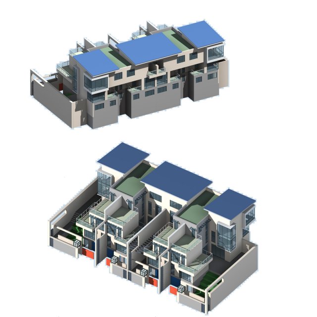 city - stylish townhouse 68 3D Модель .c4d .max .obj .3ds .fbx .stl .blend 