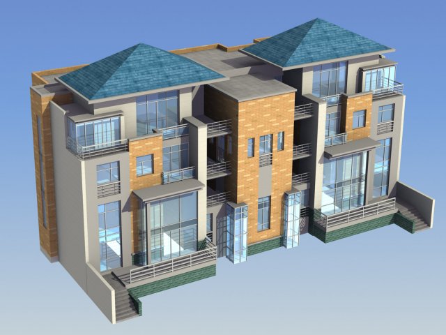 city - stylish two-seat villa 05 Modelo 3D .c4d .max .obj .3ds .fbx .stl .blend 