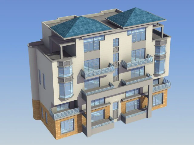 city - stylish two-seat villa 06 3D Model .c4d .max .obj .3ds .fbx .stl .blend 