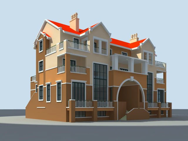 city - stylish two-seat villa 15 3D Model .c4d .max .obj .3ds .fbx .stl .blend 
