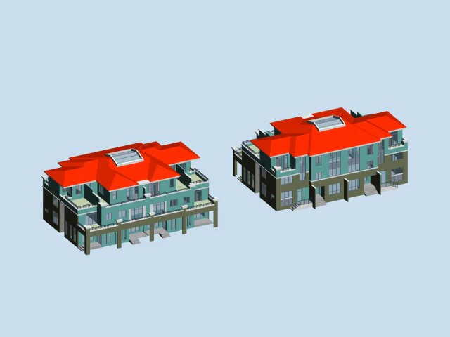 city - stylish two-seat villa 16 3D Model .c4d .max .obj .3ds .fbx .stl .blend 