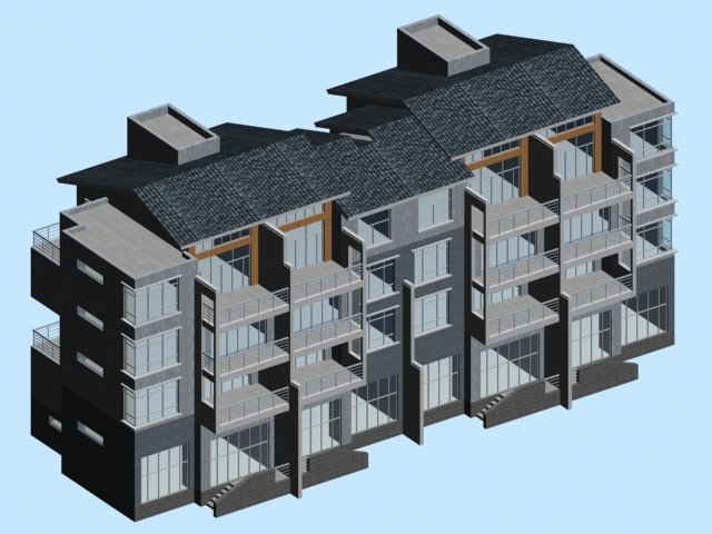 city - stylish two-seat villa 18 3D Model .c4d .max .obj .3ds .fbx .stl .blend 