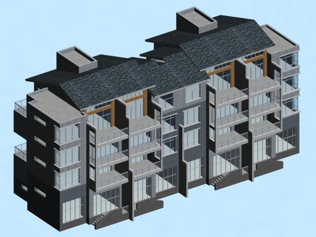 city - stylish two-seat villa 18 3D Model .c4d .max .obj .3ds .fbx .stl .blend